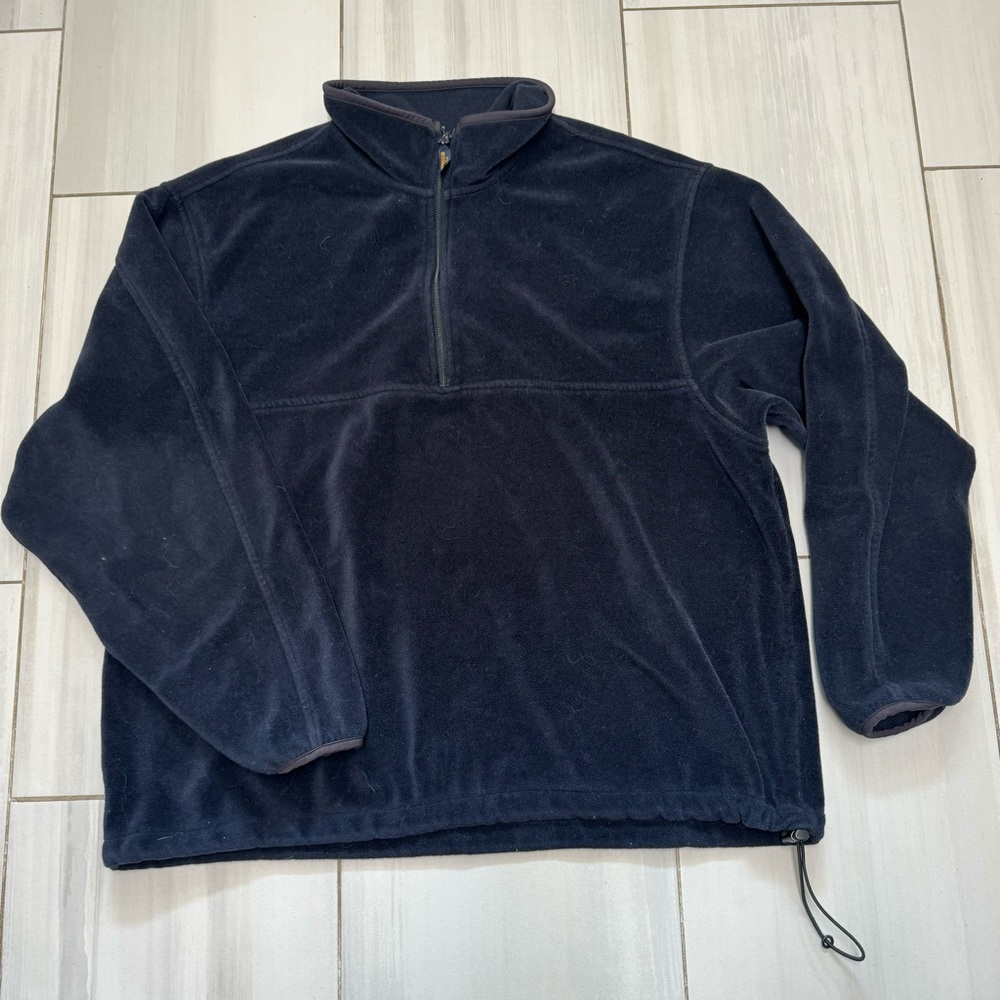 Woolrich Fleece Pullover 1/4 Zip Cinch Bottom Men’s XL Dark Blue